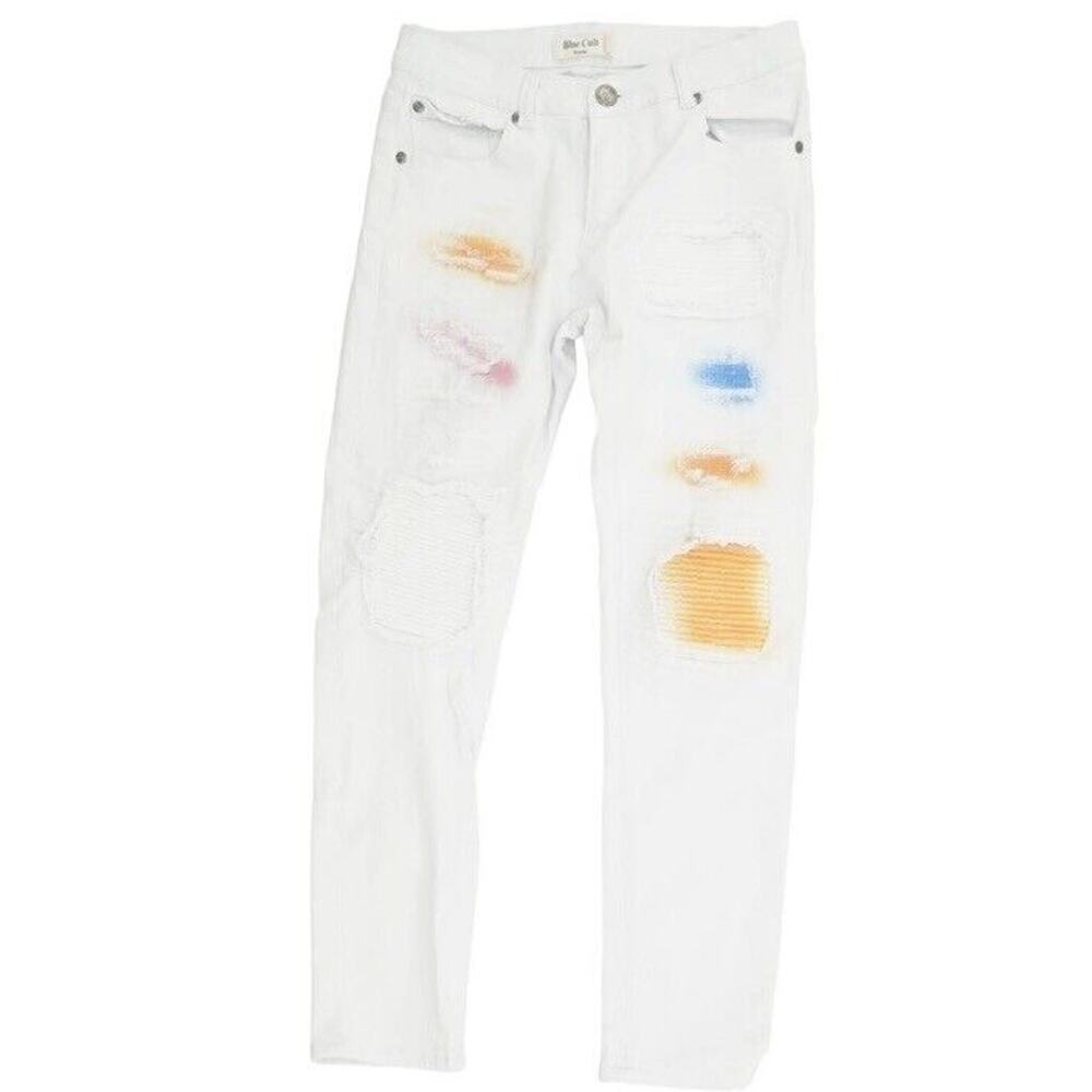 Blue Cult Denim Jeans Mens 30 X 29 Denim Distressed White Jeans Pants